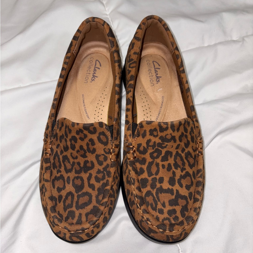 Clarks Leopard Print Loafers